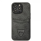 Guess iPhone 13 Pro Cover Dobbelt Kortlomme Metal Triangle Sort