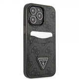 Guess iPhone 13 Pro Cover Dobbelt Kortlomme Metal Triangle Sort