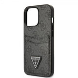 Guess iPhone 13 Pro Cover Dobbelt Kortlomme Metal Triangle Sort
