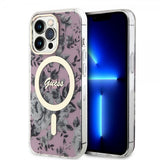 Guess iPhone 13 Pro Cover Flower MagSafe Rosa