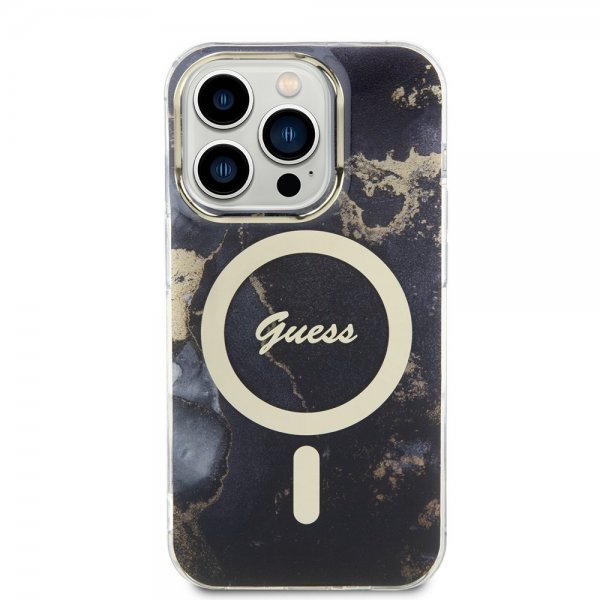 Guess iPhone 13 Pro Cover Golden Marble MagSafe Sort