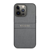 Guess iPhone 13 Pro Cover Hot Stamp Metal Logo Grå