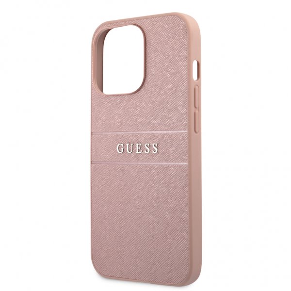 Guess iPhone 13 Pro Cover Hot Stamp Metal Logo Rosa