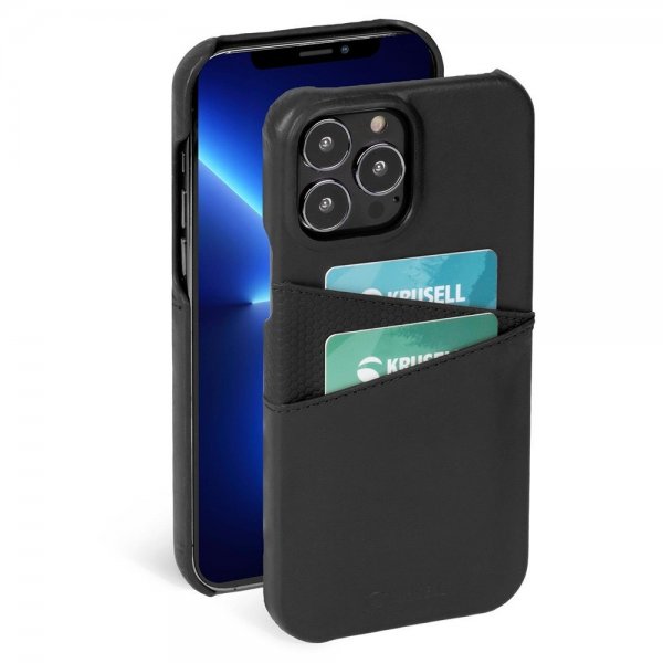 Krusell iPhone 13 Pro Cover Leather CardCover Vintage Black