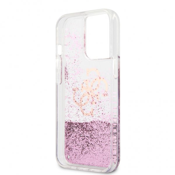 Guess iPhone 13 Pro Cover Liquid Glitter Rosa