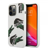Lacoste iPhone 13 Pro Cover Liquid Silikone Allover Mønster Hvid
