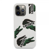 Lacoste iPhone 13 Pro Cover Liquid Silikone Allover Mønster Hvid