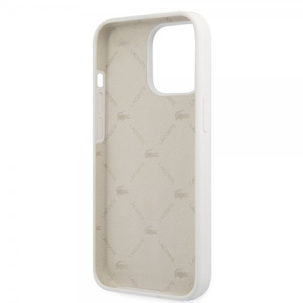 Lacoste iPhone 13 Pro Cover Liquid Silikone Allover Mønster Hvid
