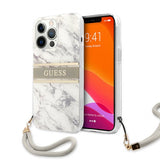 Guess iPhone 13 Pro Cover Marmor Design Stribe Grå