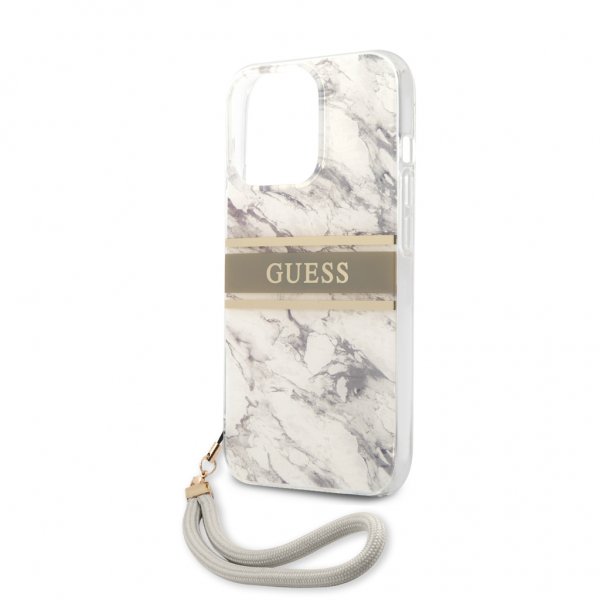 Guess iPhone 13 Pro Cover Marmor Design Stribe Grå