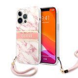 Guess iPhone 13 Pro Cover Marble Design Stripe Rosa