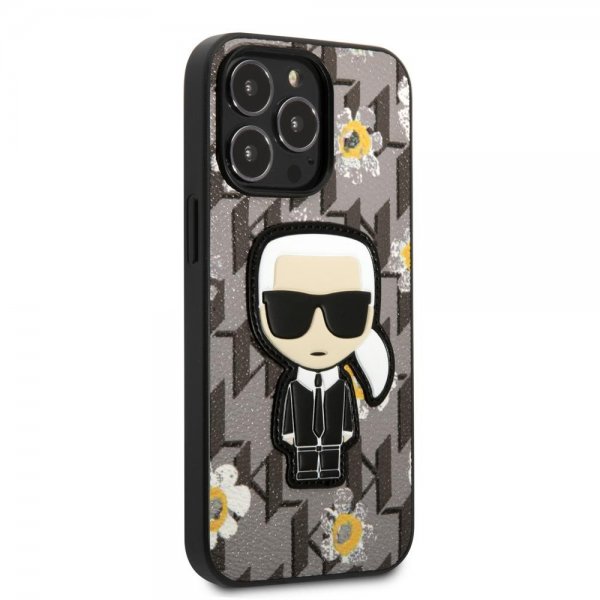 Karl Lagerfeld iPhone 13 Pro Cover Monogram Iconic Patch Grå