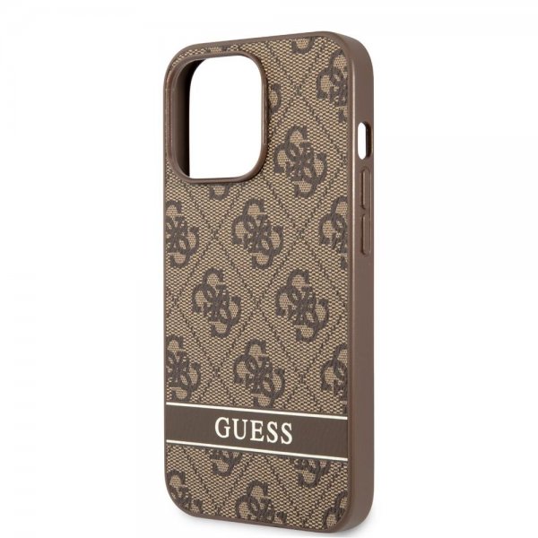 Guess iPhone 13 Pro Skal Printed Stripe Bottom Brun