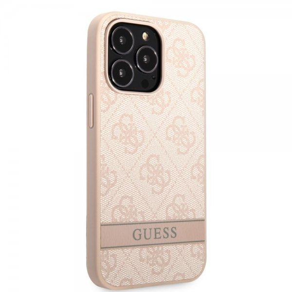 Guess iPhone 13 Pro Cover Printed Stripe Bottom Rosa