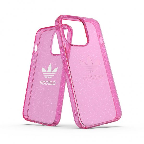 Adidas iPhone 13 Pro Cover Protective Klar Etui Glitter Lyserød