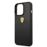 Ferrari iPhone 13 Pro Cover Real Carbon Metal Logo Sort