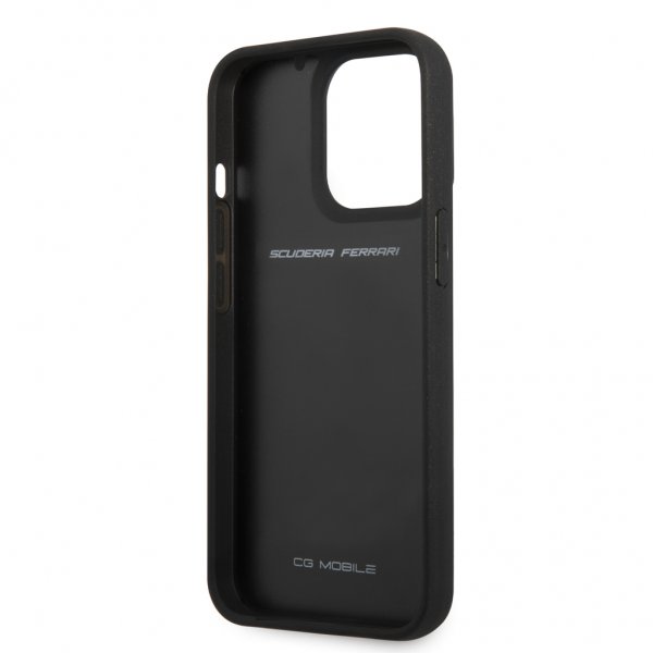 Ferrari iPhone 13 Pro Cover Real Carbon Metal Logo Sort