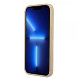 Guess iPhone 13 Pro Cover Saffiano Metal Triangle Beige