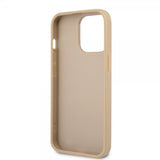 Guess iPhone 13 Pro Cover Saffiano Metal Triangle Beige