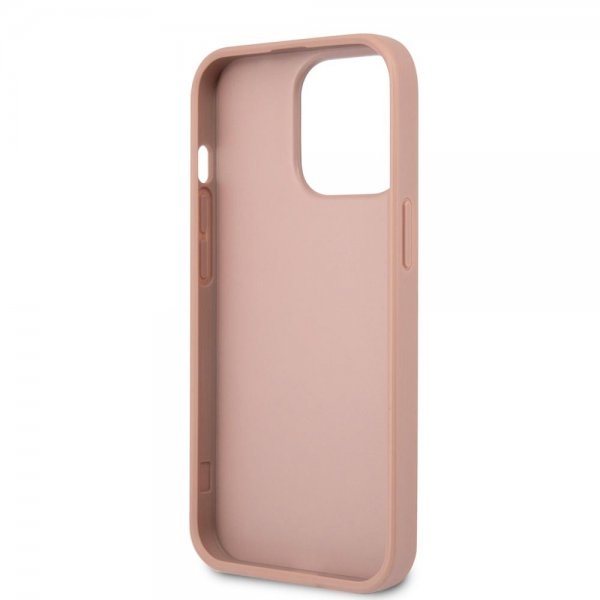 Guess iPhone 13 Pro Cover Saffiano Metal Triangle Rose
