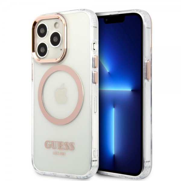 Guess iPhone 13 Pro Cover Transparent MagSafe Guld Transparent