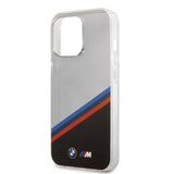 BMW iPhone 13 Pro Cover Tricolor Stripe Transparent Sort
