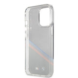 BMW iPhone 13 Pro Cover Tricolor Stripe Transparent Sort