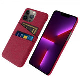 iPhone 13 Pro Cover To Kortlommer Stof Rød