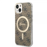 Guess iPhone 13 Cover 4G Pattern MagSafe Brun
