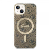 Guess iPhone 13 Cover 4G Pattern MagSafe Brun
