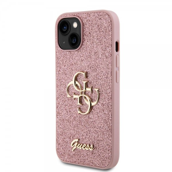 Guess iPhone 13 Cover Fixed Glitter Rosa