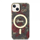 Guess iPhone 13 Cover Flower MagSafe Khaki