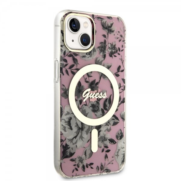 Guess iPhone 13 Cover Flower MagSafe Rosa