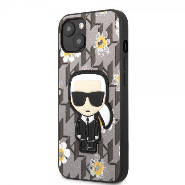 Karl Lagerfeld iPhone 13 Cover Flower Monogram Iconic Patch Grå