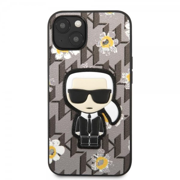 Karl Lagerfeld iPhone 13 Cover Flower Monogram Iconic Patch Grå