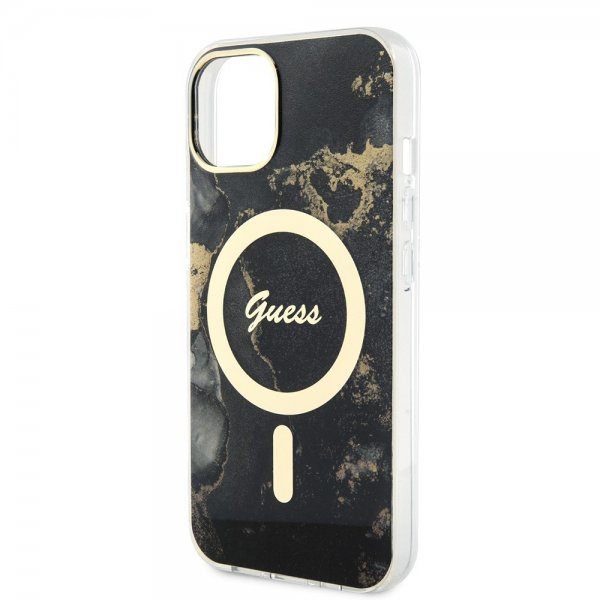 Guess iPhone 13 Cover Golden Marble MagSafe Sort