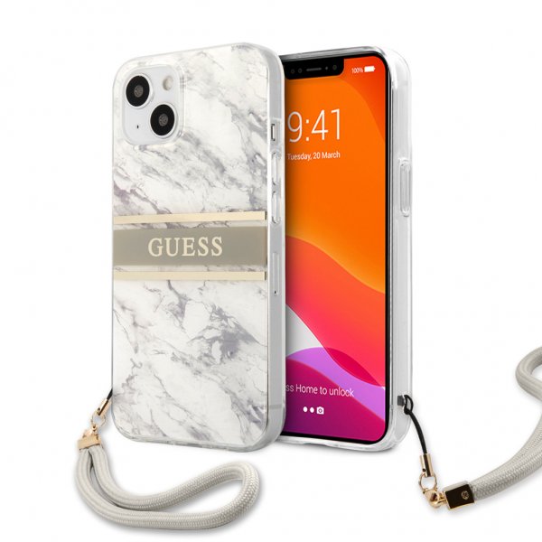 Guess iPhone 13 Cover Marble Design Stripe Grå