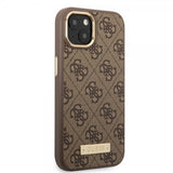 Guess iPhone 13 Cover Metal Plate Logo MagSafe Brun