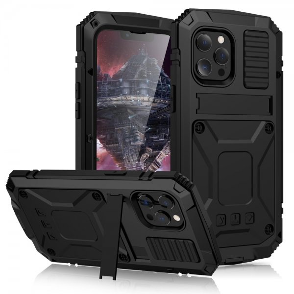 R-JUST iPhone 13 Cover Metal Stødsikkert Sort