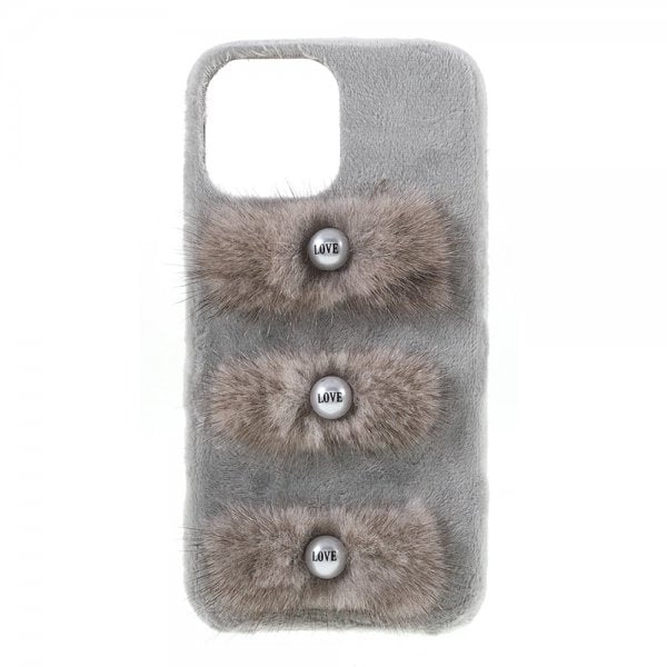 iPhone 13 Cover Plys Love-perler Grå