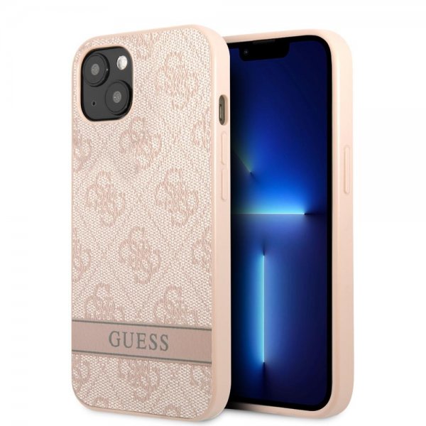 Guess iPhone 13 Cover Printed Stripe Bottom Rose