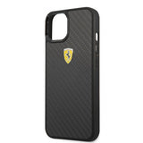 Ferrari iPhone 13 Cover Ægte Carbon Metal Logo Sort
