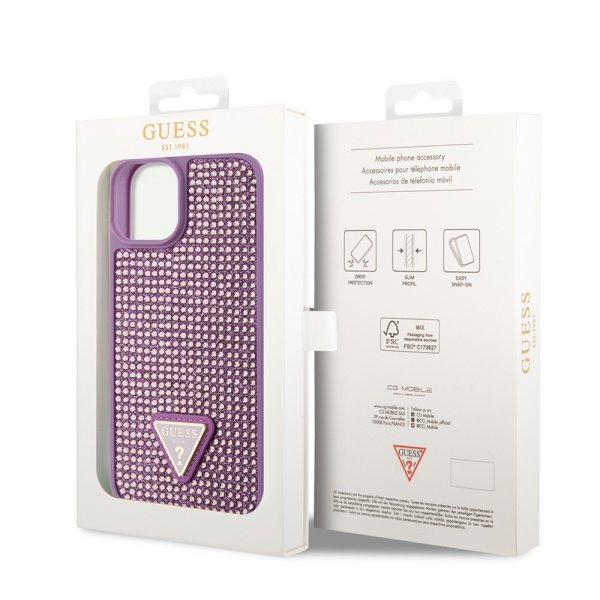 Guess iPhone 13 Cover Rhinestone Lilla