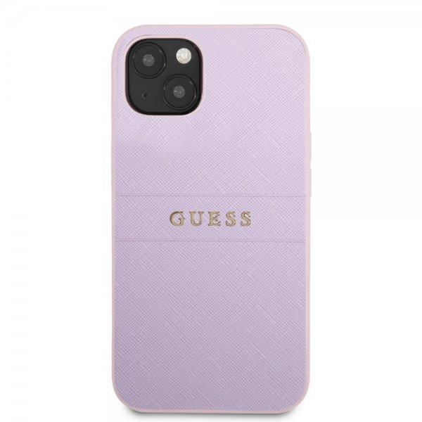 Guess iPhone 13 Cover Saffiano Metal Logo Lilla