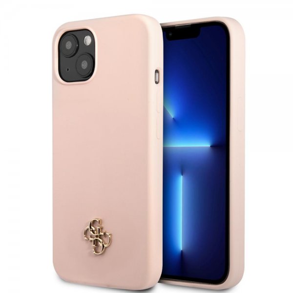 Guess iPhone 13 Cover Silikone Metal Logo 4G Light Pink