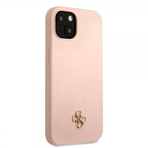 Guess iPhone 13 Cover Silikone Metal Logo 4G Light Pink