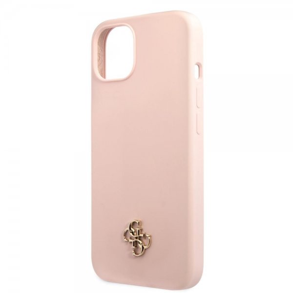 Guess iPhone 13 Cover Silikone Metal Logo 4G Light Pink