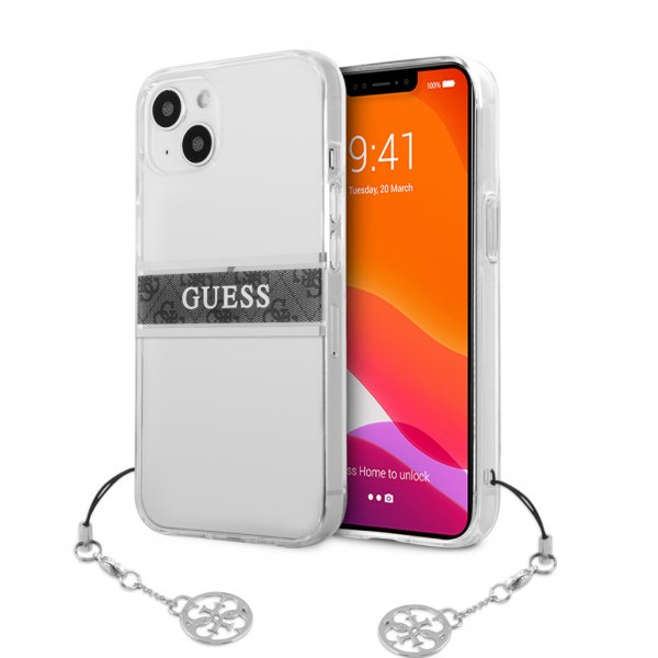 Guess iPhone 13 Cover Stripe Charm Grå