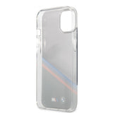 BMW iPhone 13 Cover Tricolor Stripe Transparent Sort