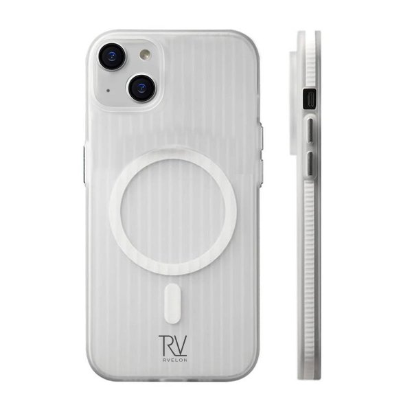 Rvelon iPhone 13/iPhone 14 Cover Bølget MagSafe Hvid